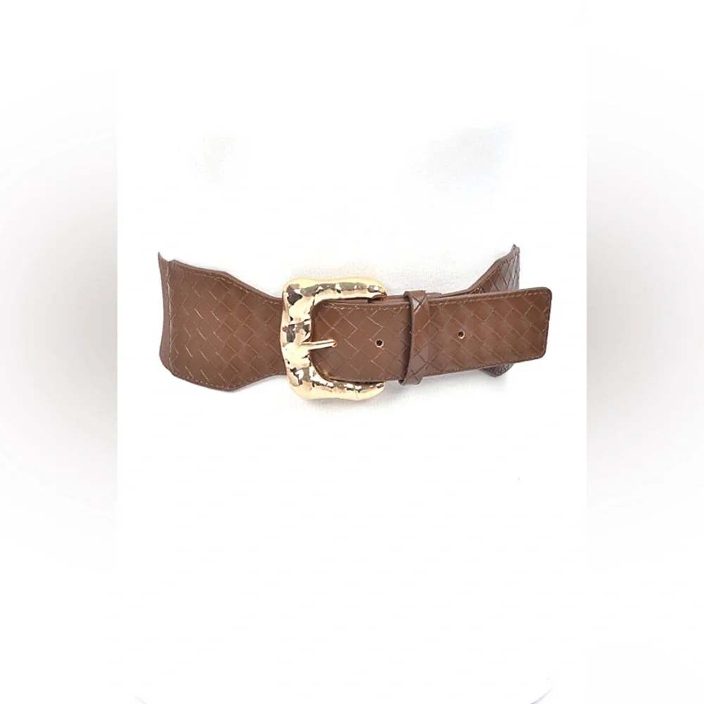 Vegan Leather Wide Elastic Statement Belt